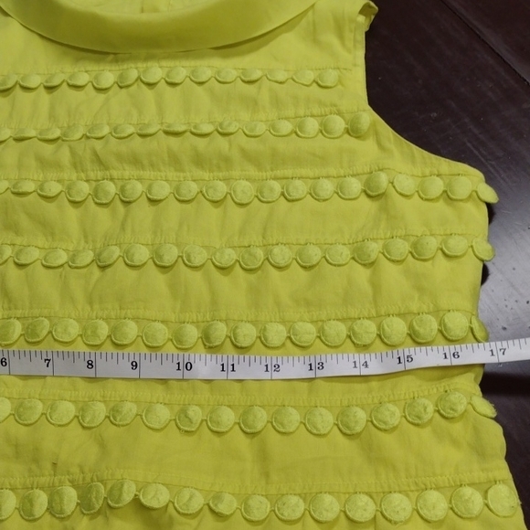 J. Crew Yellow Textured Tank Top with Pom-Pom Detail Y2K, Romantic, Femenina. - Picture 9 of 12